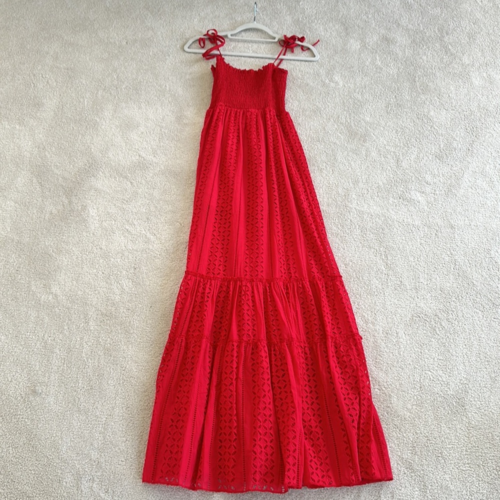 Vici Red Eyelet Lace Maxi Dress - Small